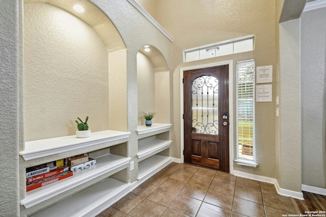 entryway with tile patterned flooring