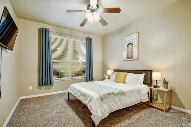 bedroom with carpet and ceiling fan