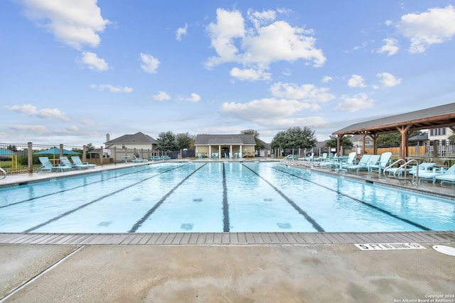 view of swimming pool featuring a patio