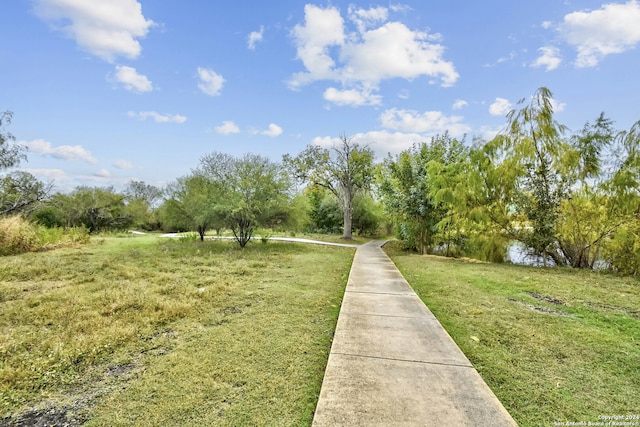 view of community featuring a lawn