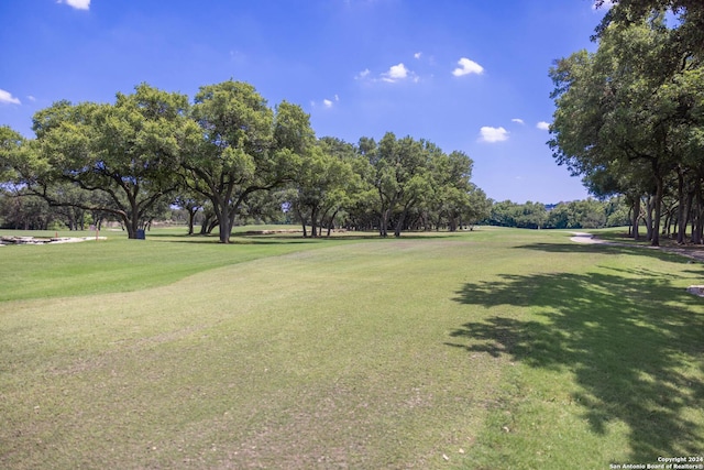 view of property's community with a lawn