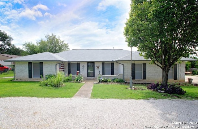 ranch-style house with a front lawn