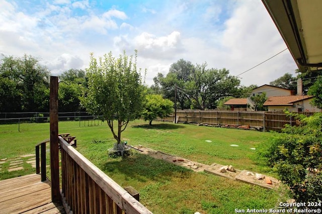 view of yard featuring a deck