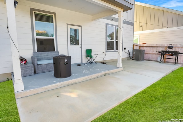 view of patio / terrace featuring central AC unit