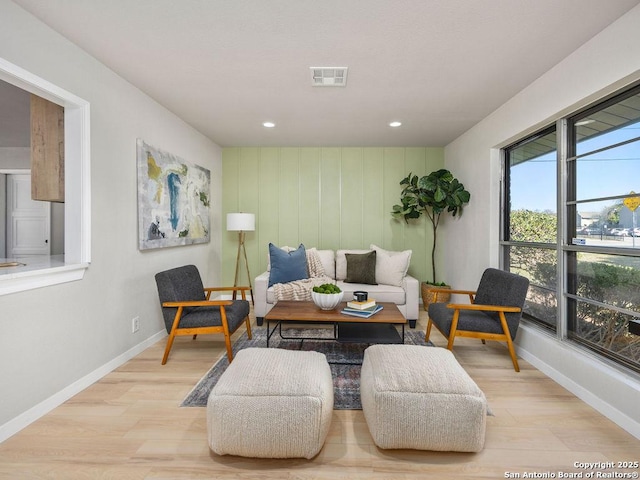 living room featuring light hardwood / wood-style floors