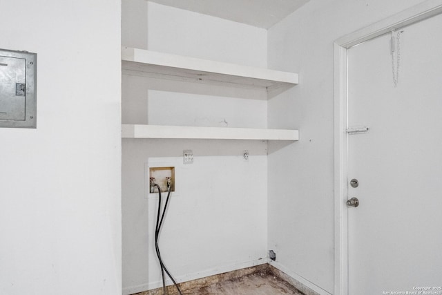 laundry room with hookup for a washing machine and electric panel