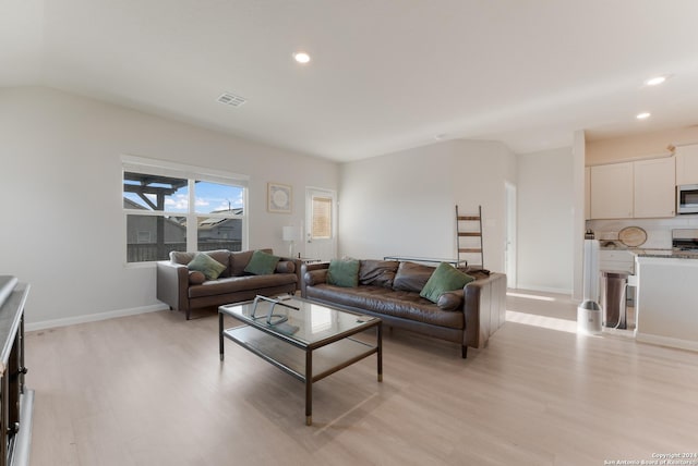 living room featuring light wood-type flooring