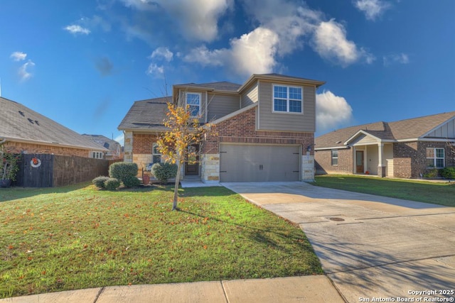 view of front facade featuring a front yard and a garage