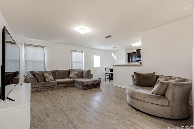 living room with hardwood / wood-style flooring