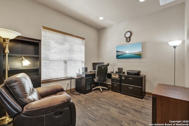 office area featuring hardwood / wood-style flooring