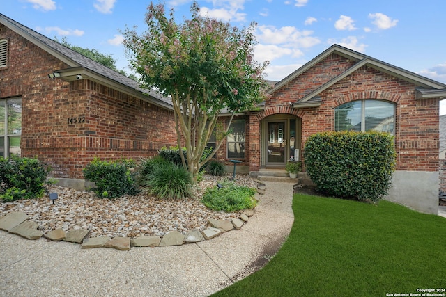 view of front of home featuring a front yard