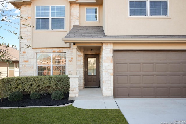 entrance to property with a garage