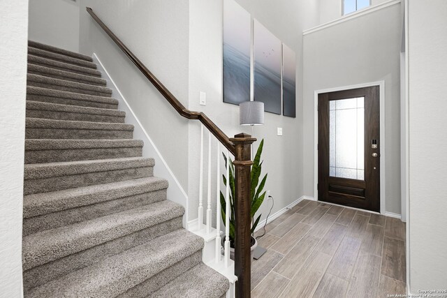 foyer with a high ceiling