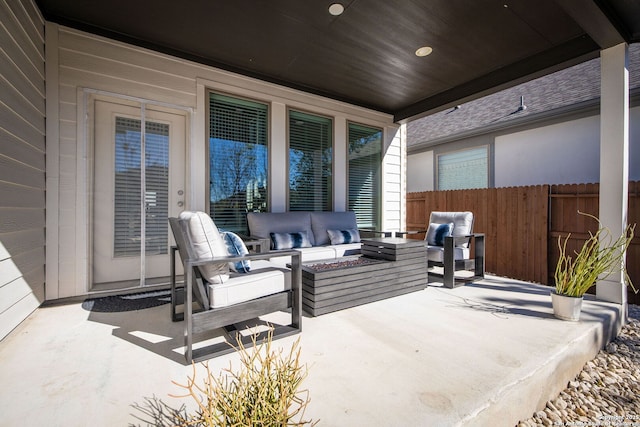 view of patio with an outdoor living space