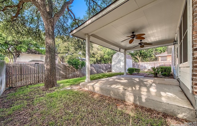 view of patio / terrace with ceiling fan