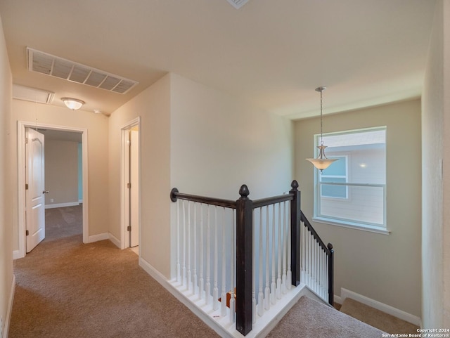 hallway with light carpet