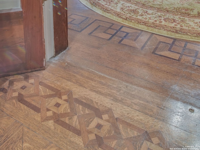 interior details with parquet floors