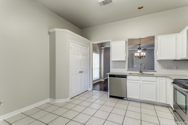 kitchen featuring backsplash, dishwasher, white cabinets, and sink