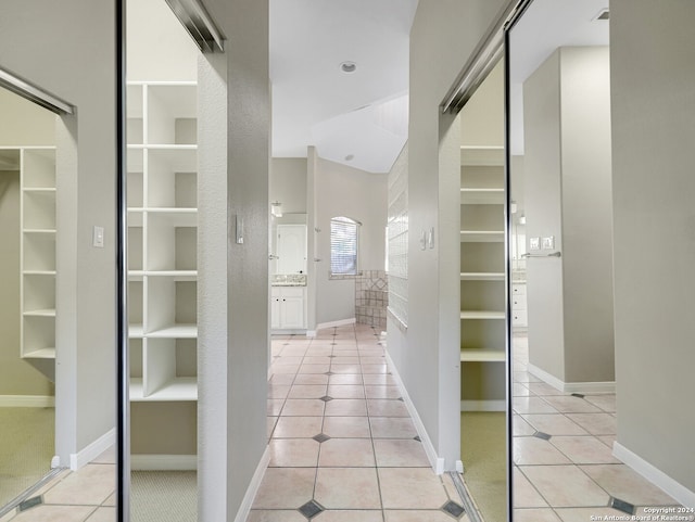 interior space with light tile patterned floors