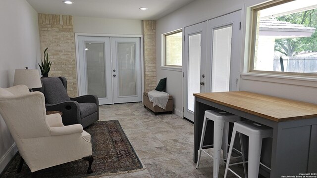 living room with french doors