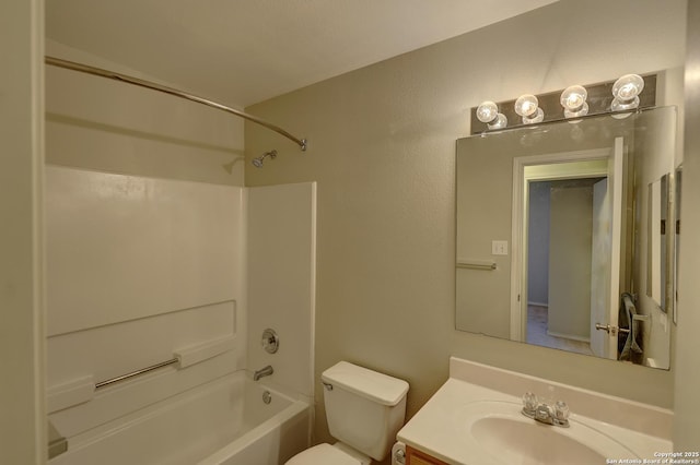 full bathroom with vanity, toilet, and tub / shower combination