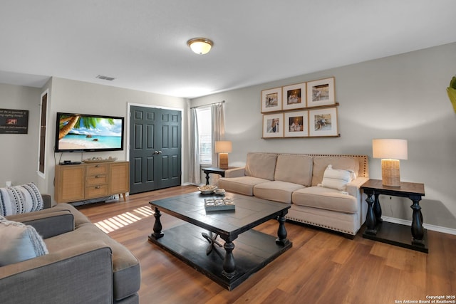 living room featuring wood-type flooring