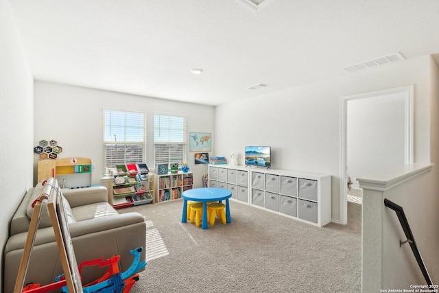 playroom with light carpet