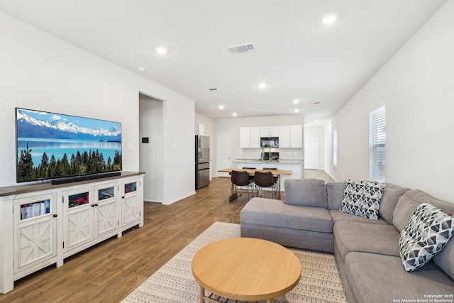 living room with wood-type flooring