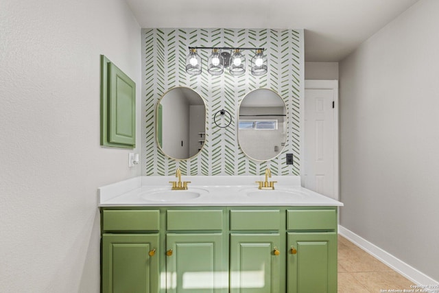 bathroom featuring tile patterned flooring and vanity