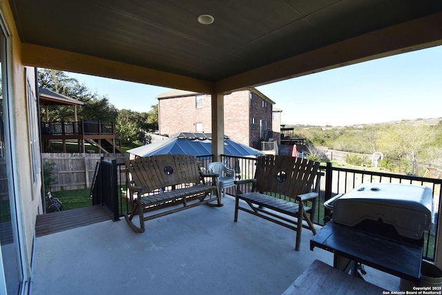 view of patio / terrace featuring a grill