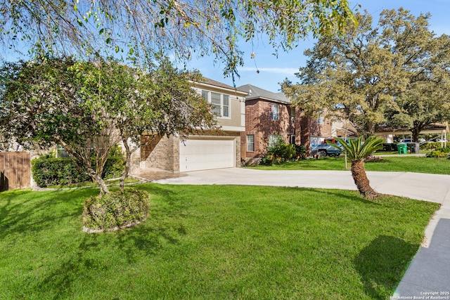 view of front of house with a garage and a front yard