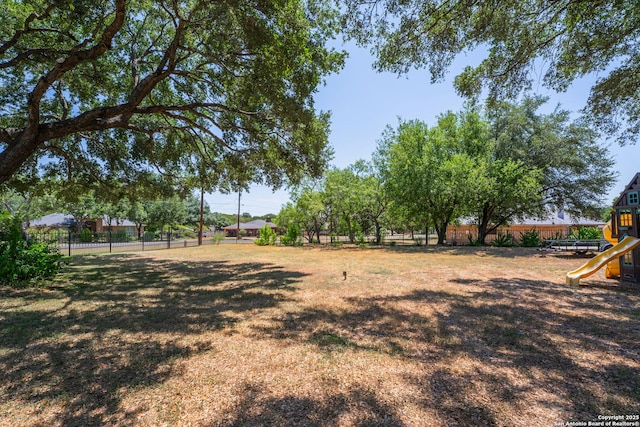 view of yard with a playground