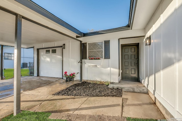 doorway to property featuring cooling unit