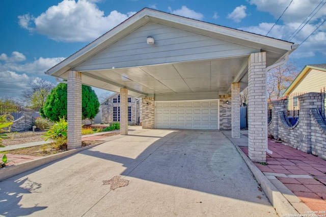 exterior space featuring a garage