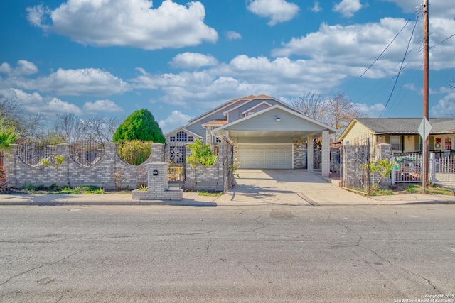 view of front facade with a carport