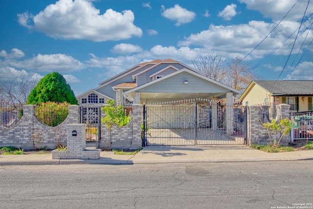 view of front of property with a carport