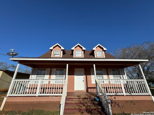 view of front facade featuring covered porch