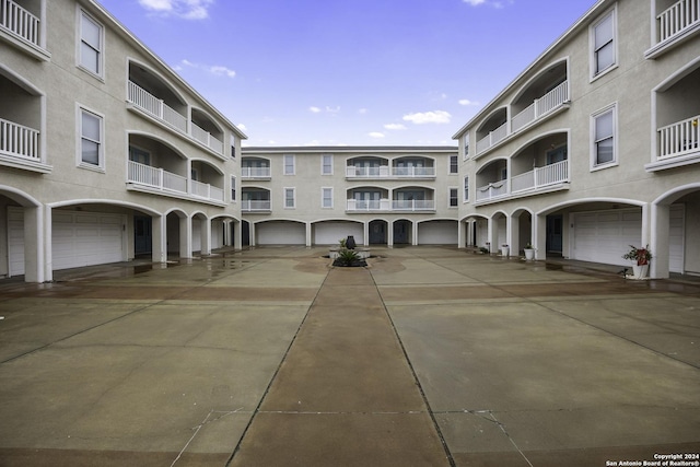 view of building exterior featuring a garage