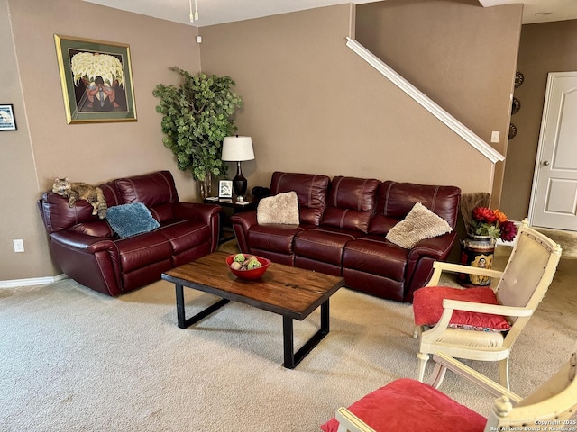 living room featuring carpet floors