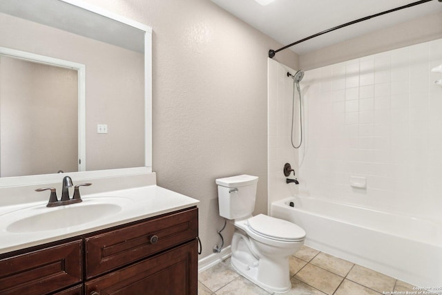 full bathroom featuring tile patterned floors, vanity, toilet, and shower / bath combination