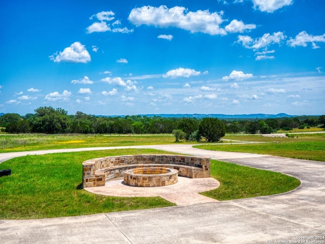 exterior space featuring a fire pit