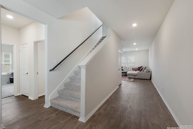 hallway featuring dark hardwood / wood-style floors