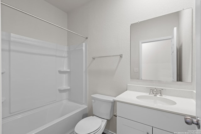 full bathroom featuring vanity, toilet, and bathtub / shower combination