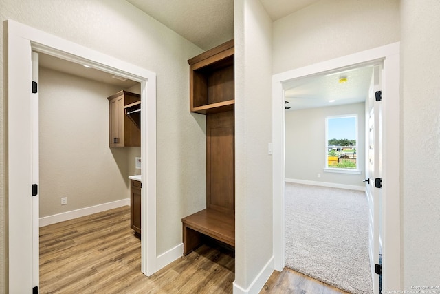 mudroom with light wood-type flooring