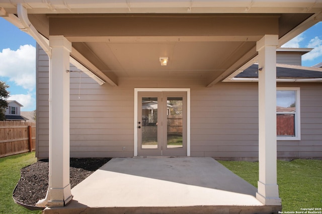 entrance to property with a patio