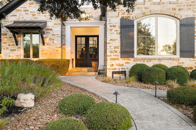 doorway to property featuring french doors