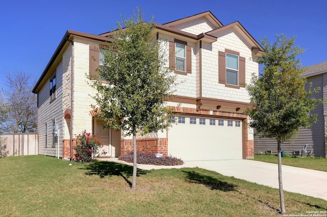 craftsman-style house featuring a garage and a front yard