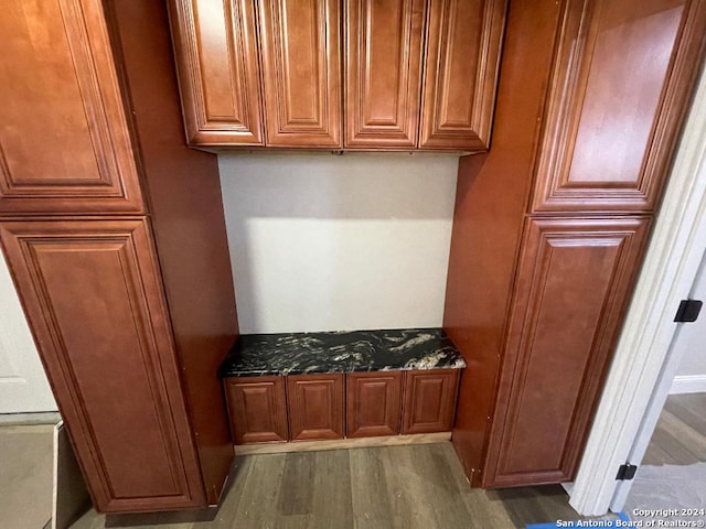 mudroom featuring dark wood-type flooring