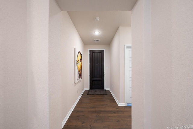 hall featuring dark hardwood / wood-style flooring