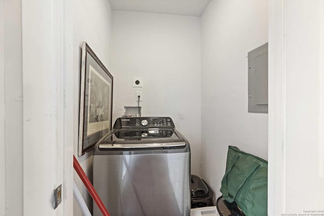 laundry room featuring electric panel and washer / dryer